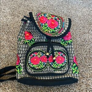 Floral Embroidered Backpack